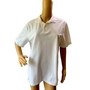 Merona White Cotton Short Sleeve Collared Buttoned Polo Shirt Unisex Size Medium